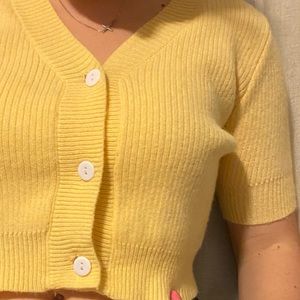 Shein Yellow Short Sleeve Sweater